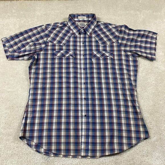 VTG Levi’s Shirt Mens XL 80s Pearl Snap Western Rodeo Cowboy Plaid Button Up - Picture 1 of 7
